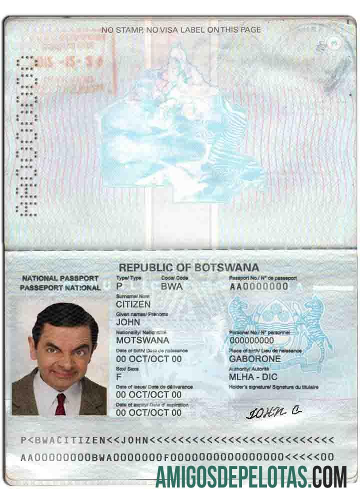 Botswana paspor templat