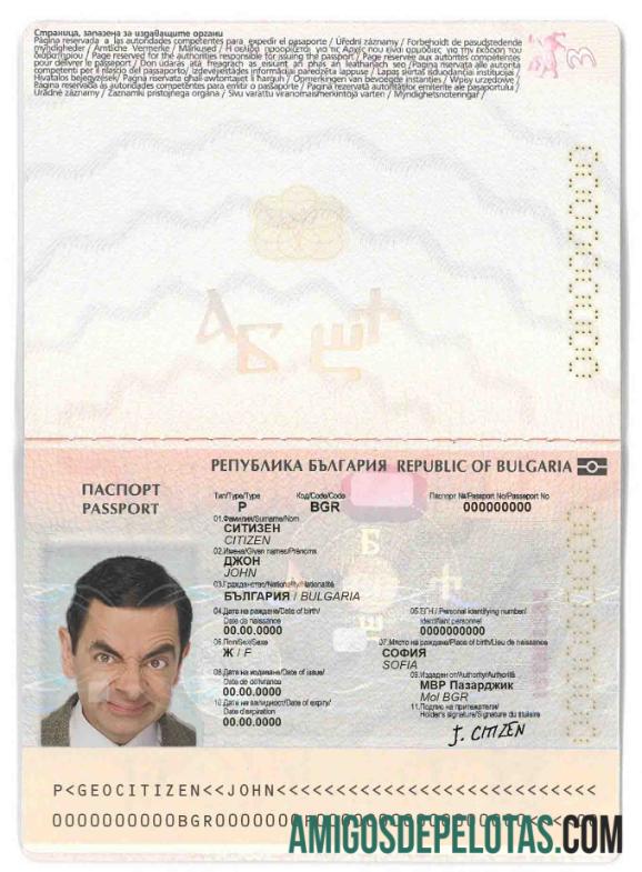 Bulgaria paspor sampel
