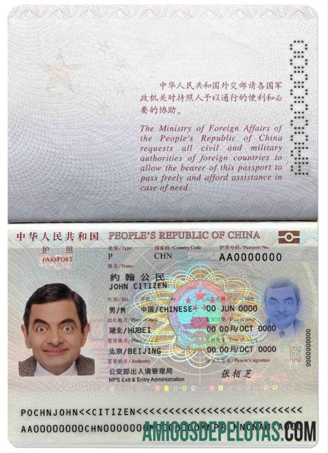 Tiongkok paspor (2013 sekarang) sampel
