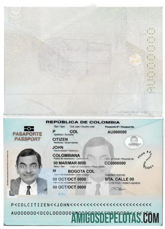 Kolombia paspor (2018 sekarang) sampel
