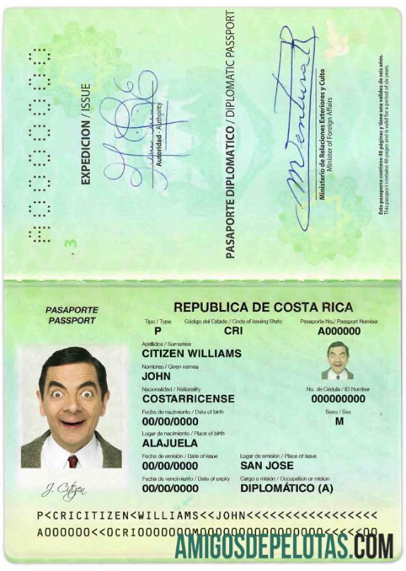 Kosta Rika diplomatic paspor desain