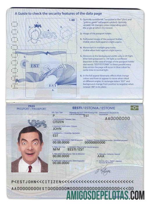 Estonia paspor sampel