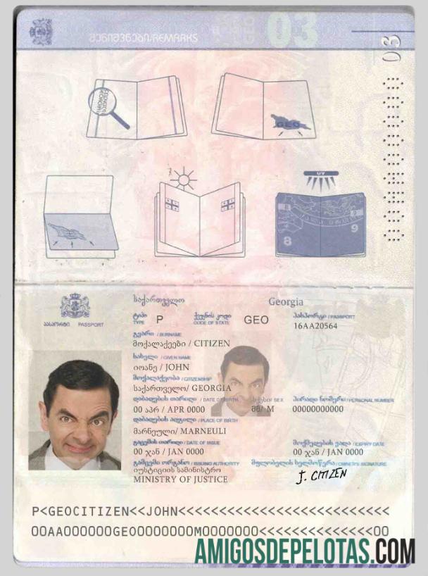 Georgia paspor sampel