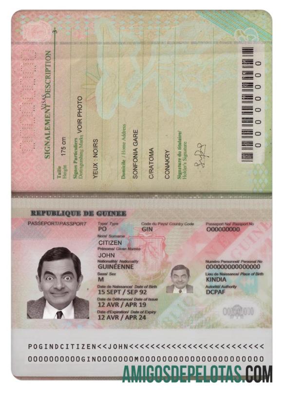 Guinea paspor (2018 sekarang) templat