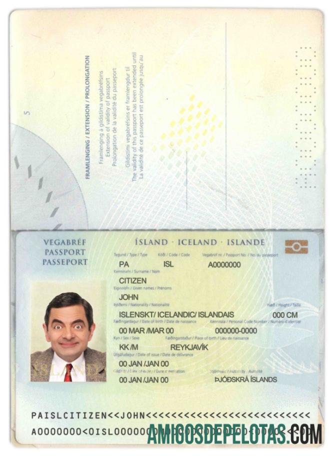 Islandia paspor desain