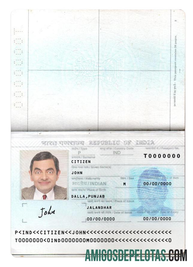 India paspor Baru versi 2 pages 1 templat