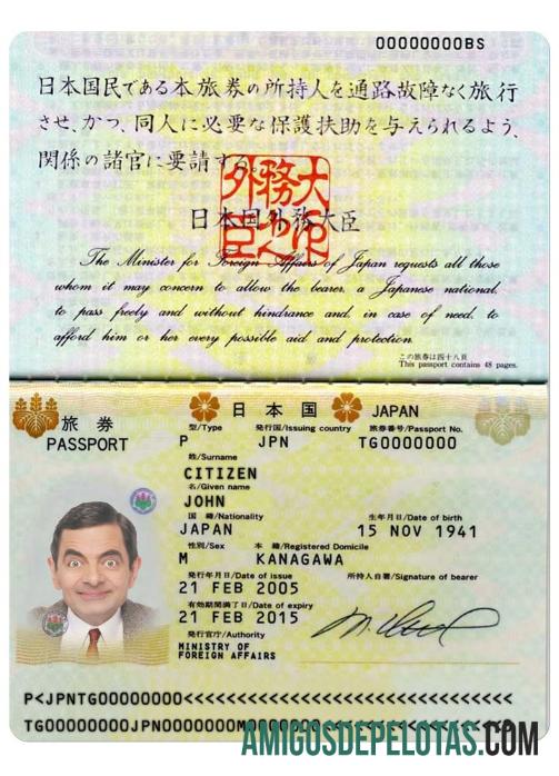 Jepang paspor 2005 2015 sampel