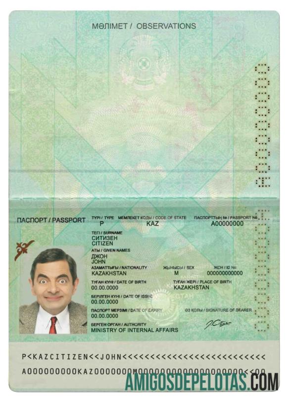 Kazakhstan paspor (2009 sekarang) templat