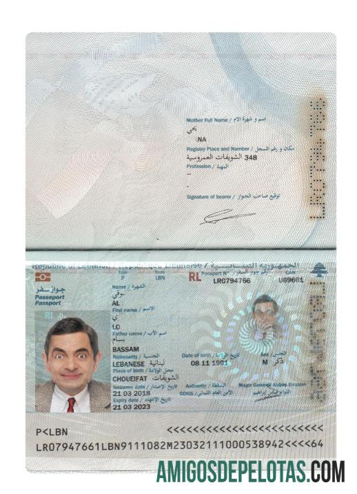 Lebanon paspor 2018 sekarang templat
