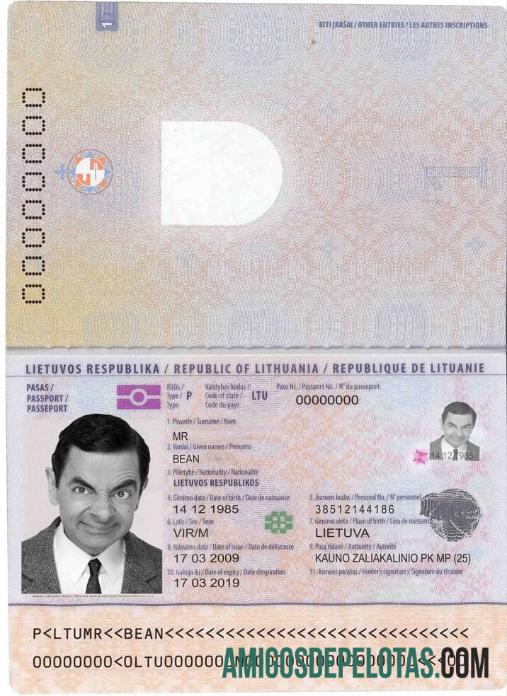 Lituania paspor templat