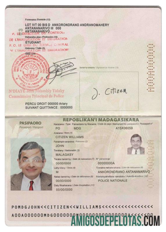 Madagaskar paspor sampel