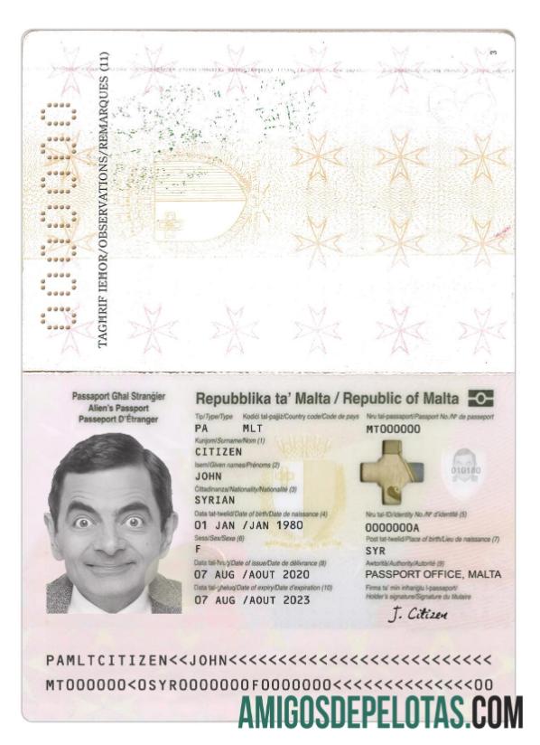 Malta paspor 2020 sekarang sampel