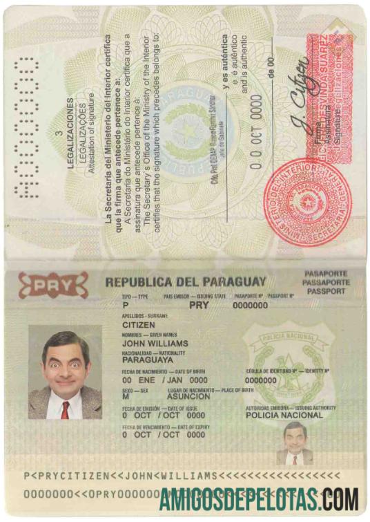 Paraguay paspor sampel