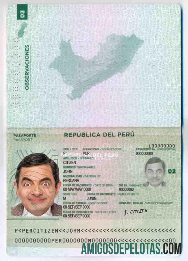 Peru paspor templat