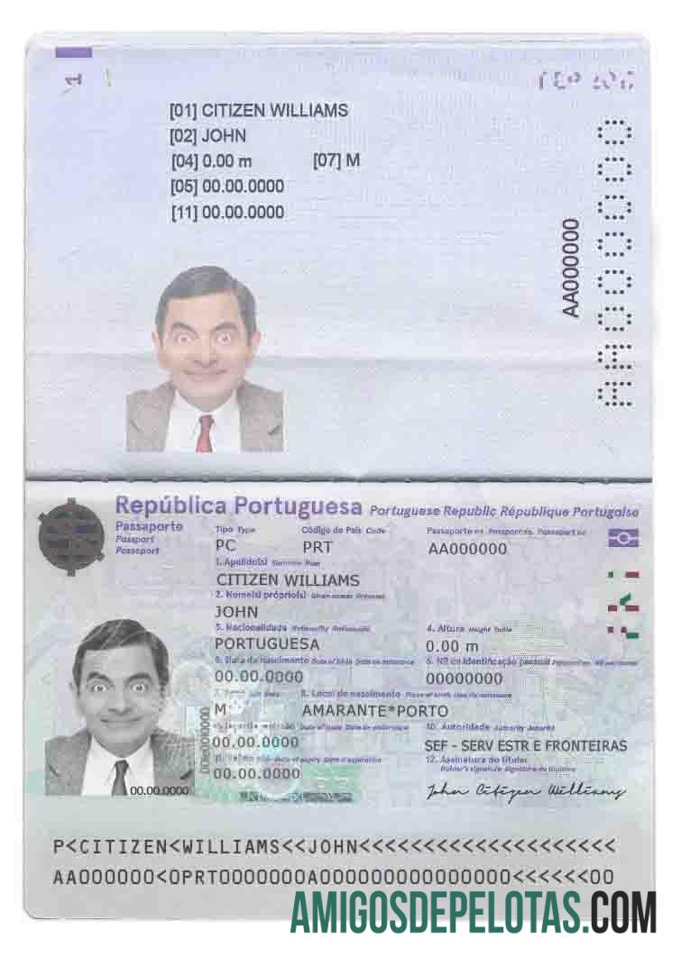 Portugal pass (2017 sekarang) sampel