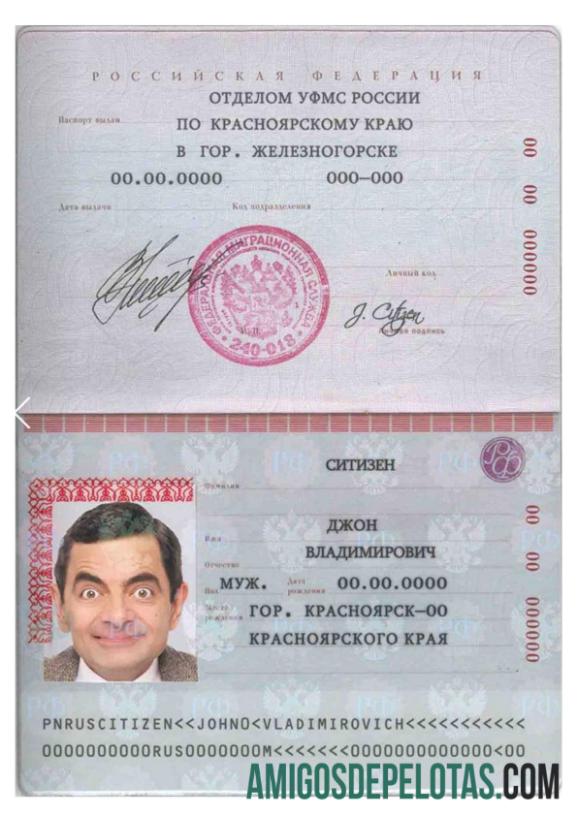 Rusia standar paspor sampel