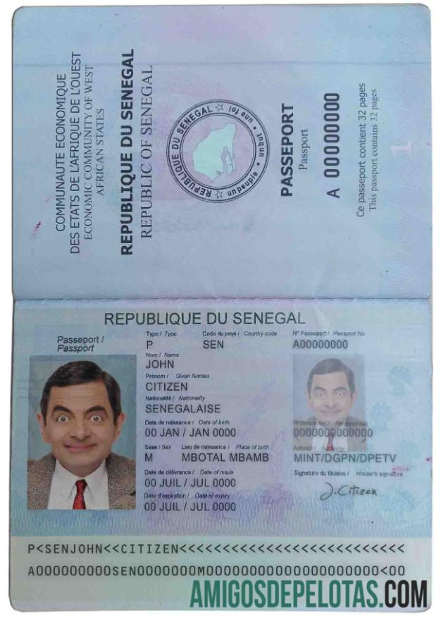 Senegal paspor templat