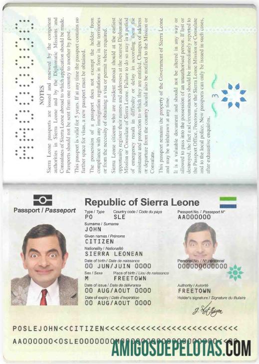 Sierra Leone paspor templat