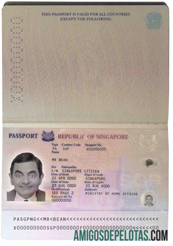 Singapura paspor (2006 2017) sampel