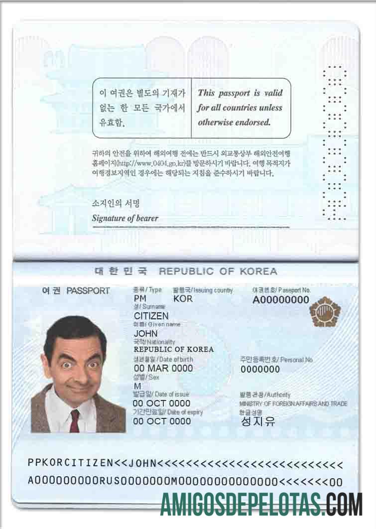 Korea Selatan paspor desain