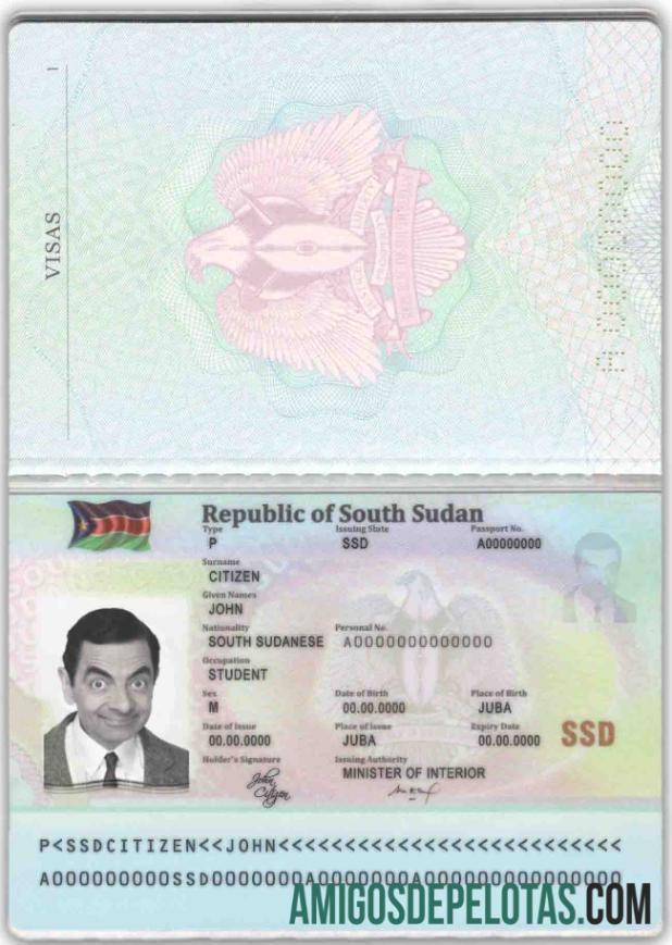 Sudan Selatan paspor desain