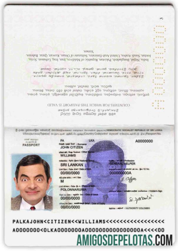 Sri Lanka paspor sampel