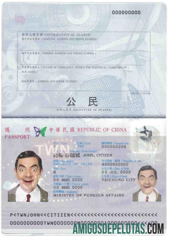 Taiwan paspor desain