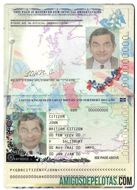 Inggris Raya of Great Britain and Irlandia Utara paspor (2015 2020) sampel