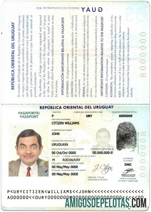 Uruguay paspor sampel