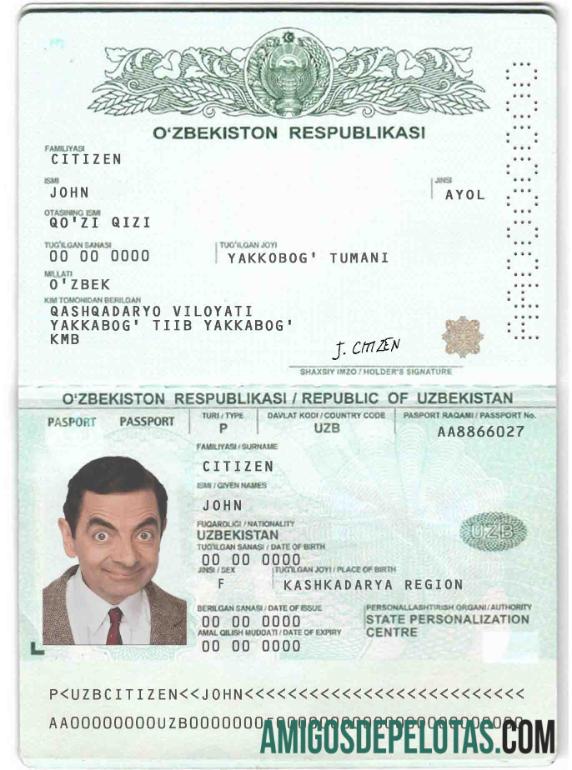 Uzbekistan paspor desain