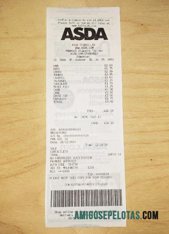 Asda store Pembayaran Kwitansi pratinjau