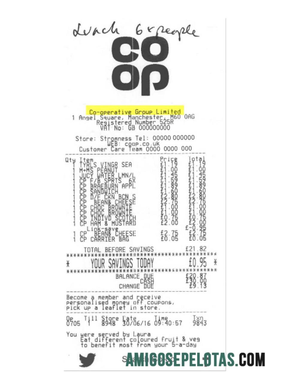 Co Operative Group Limited Pembayaran check templat
