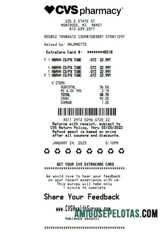 Cvs pharmacy Kwitansi desain