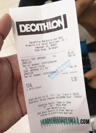 Decathlon store Pembayaran Kwitansi templat