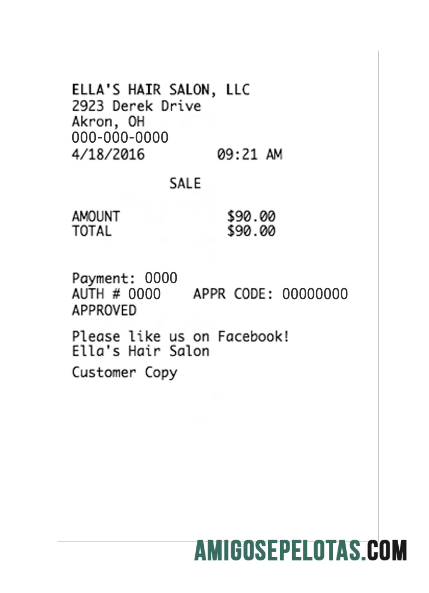 Ella'S Hair Salon Llc Pembayaran Kwitansi desain