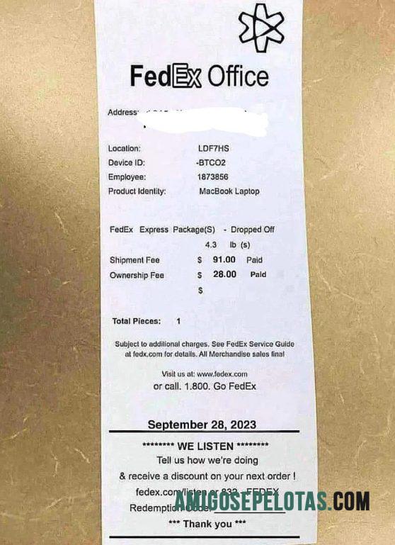 Fedex office Pembayaran Kwitansi makering