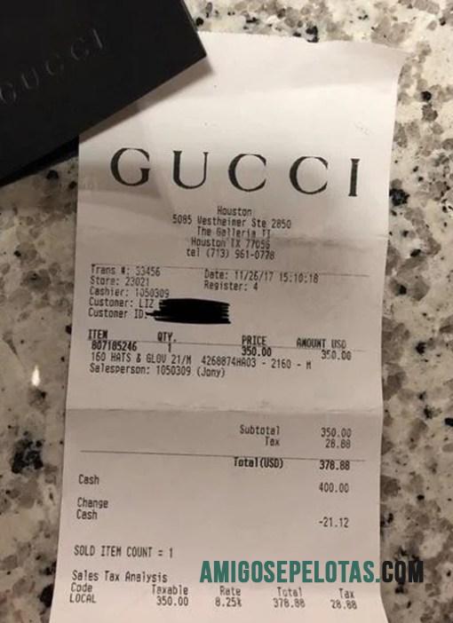 Gucci brand store Kwitansi sampel