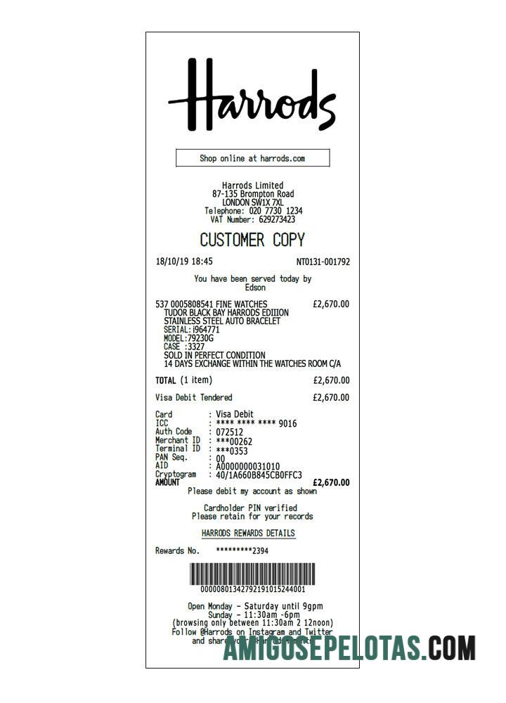 Harrods Pembayaran Kwitansi desain