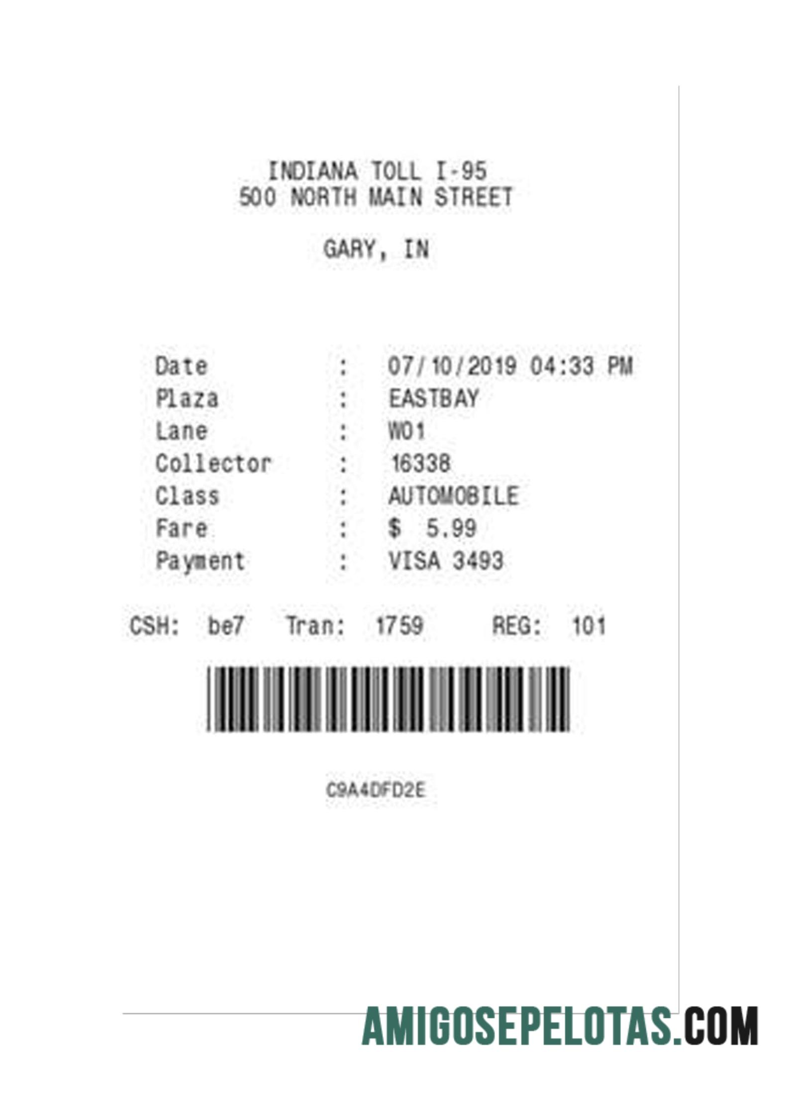 Indiana Toll Pembayaran check pratinjau