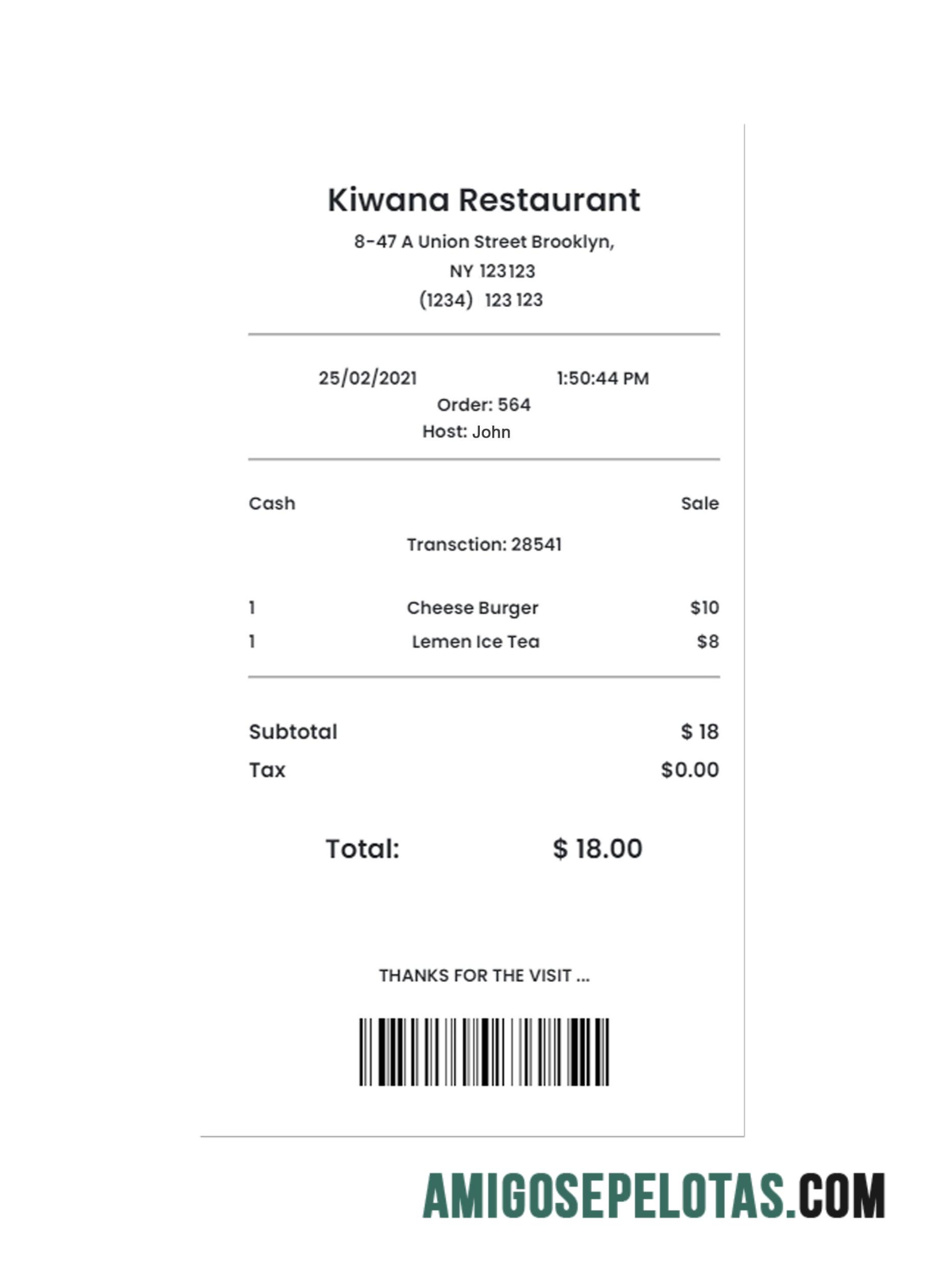 Kiwana Restaurant Pembayaran check makering