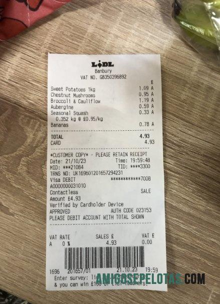 Lidl supermarket Pembayaran check sampel