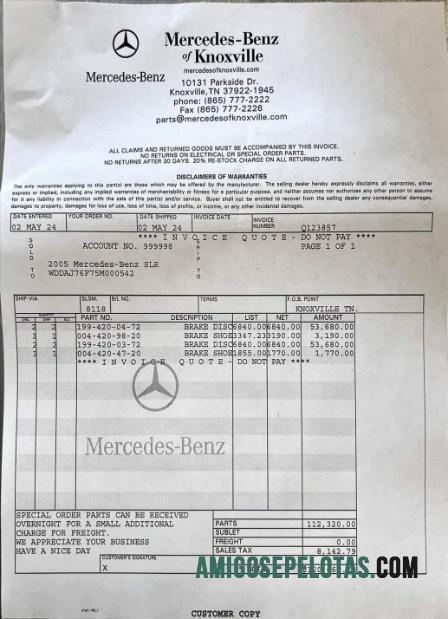 Mercedes Benz layanan Pembayaran Kwitansi templat