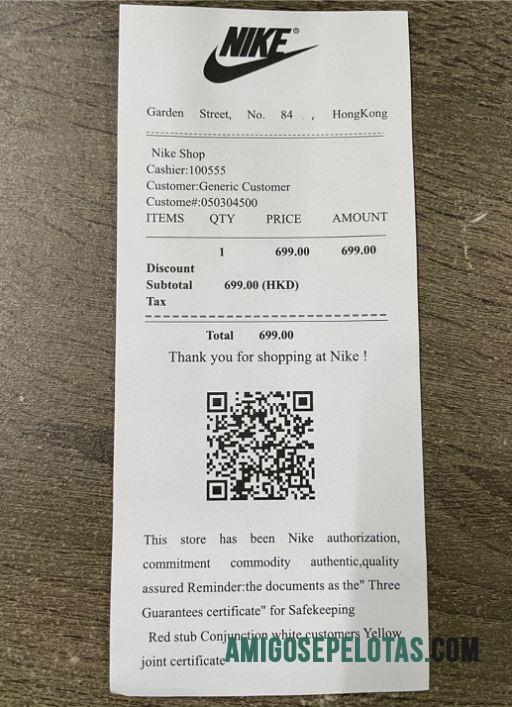 Nike shop Pembayaran Kwitansi sampel