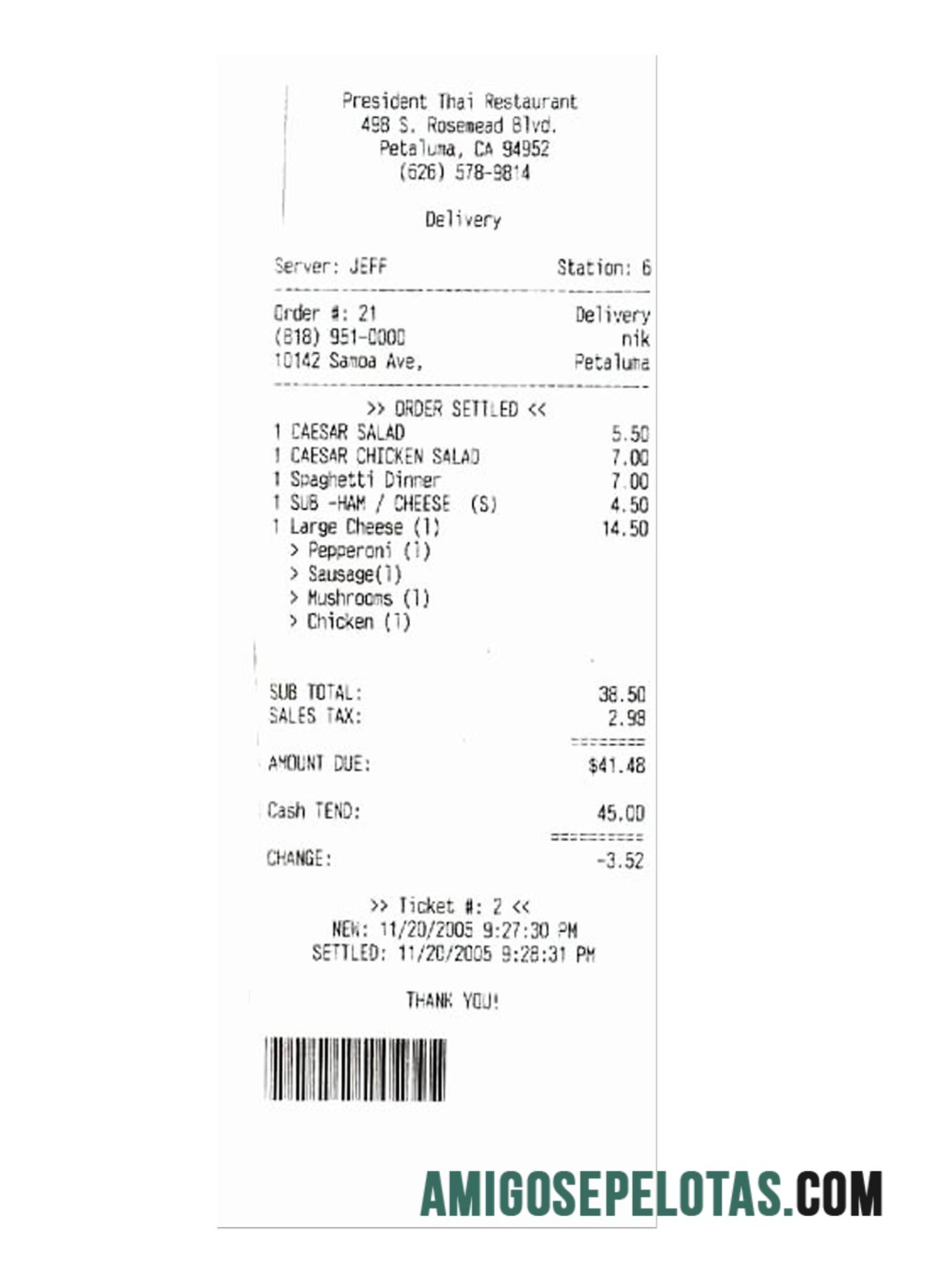 President Thai Restaurant Pembayaran check versi 2 desain