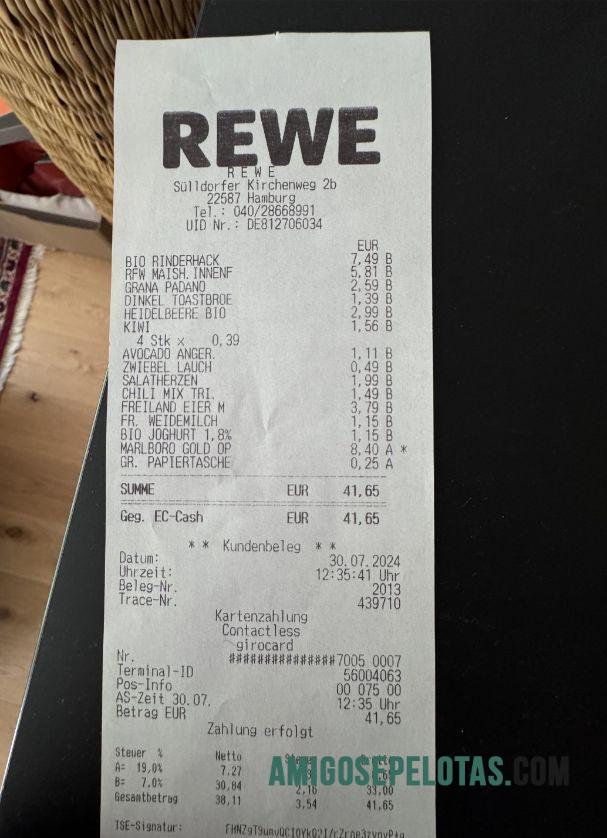 Rewe group Pembayaran Kwitansi sampel