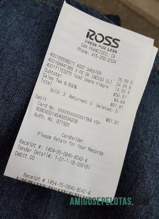 Ross store Pembayaran Kwitansi sampel