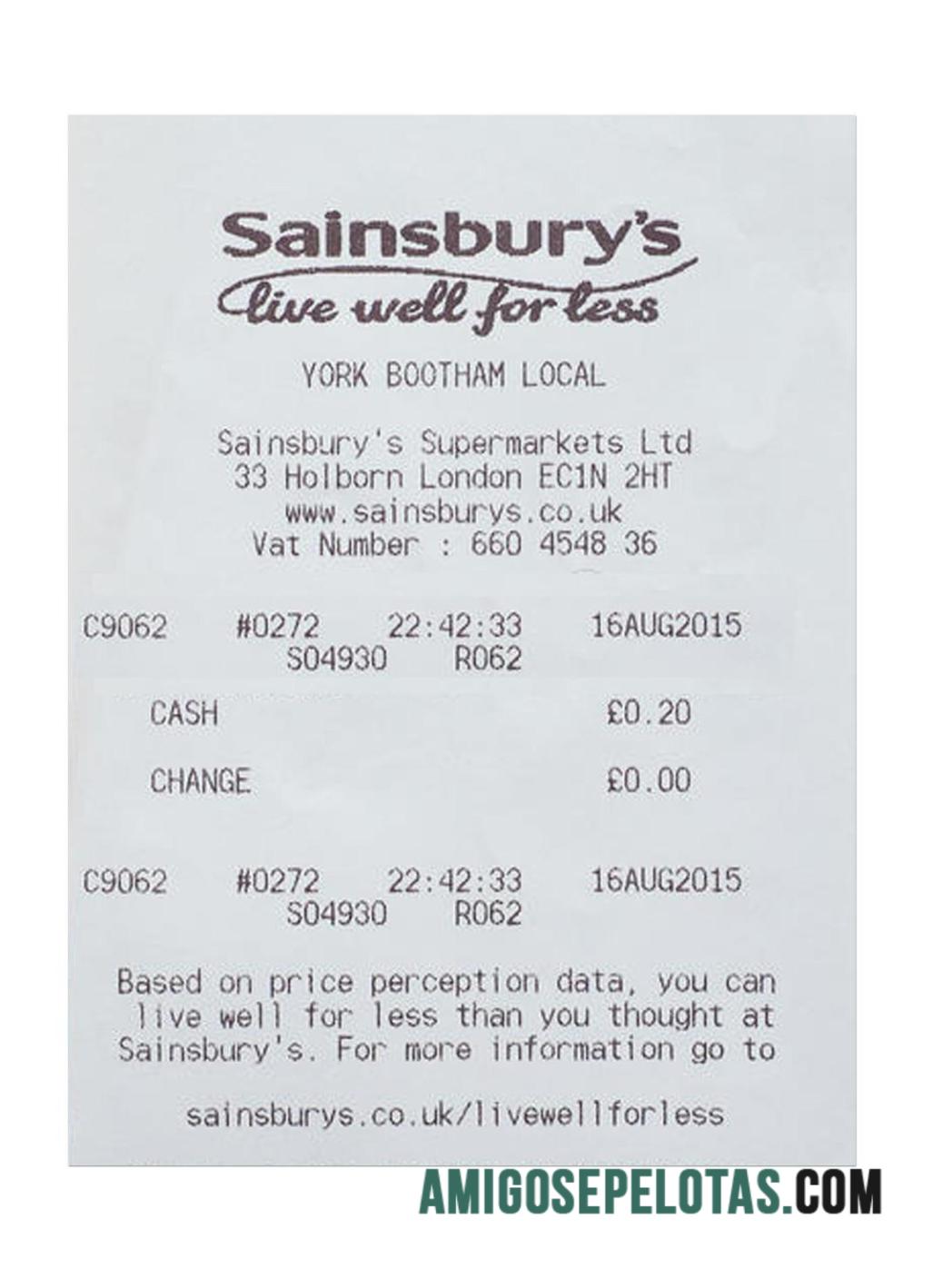 Sainsbury'S Pembayaran Kwitansi pratinjau