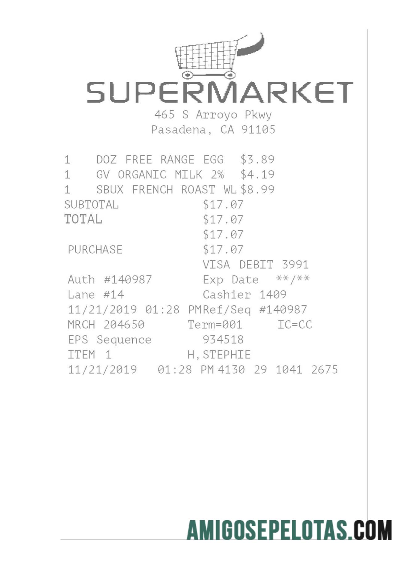 Realistis Supermarket Kwitansi templat