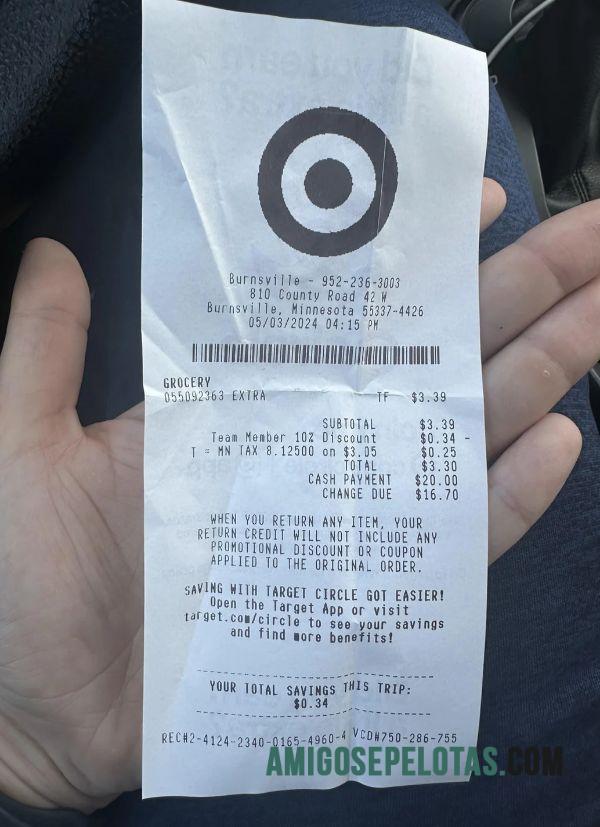 Target corporation check sampel