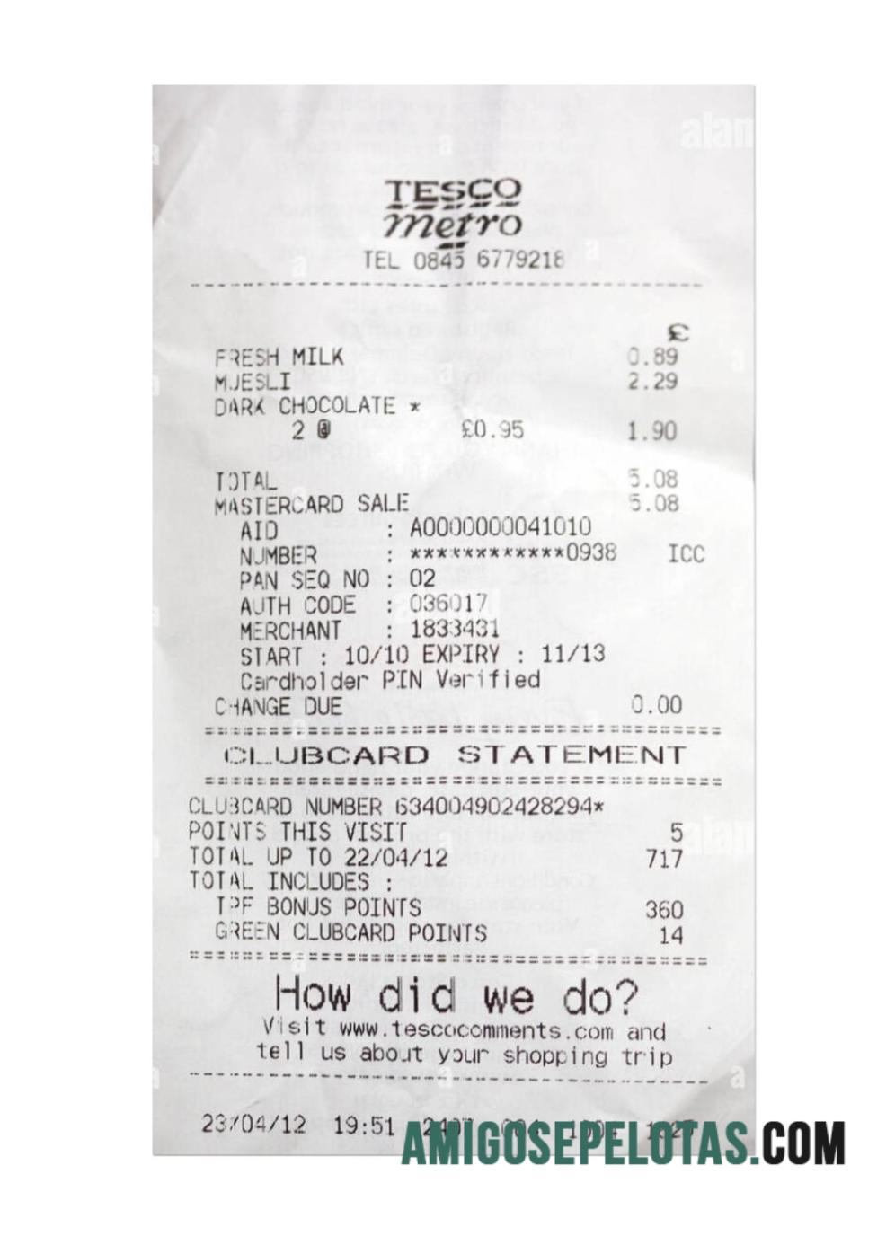 Tesco Pembayaran Kwitansi pratinjau